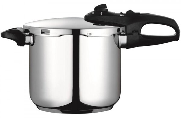 Тенджера под налягане Fagor Duo 8L, 22 см, 60/100 kPa, Вътрешна маркировка, IMPAKSTEEL дъно, 5 защити, Индукция, Сребрист