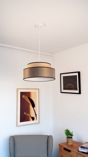 Пендел GRACE 1xE27/60W/230V Ø 40 см бежов/кафяв