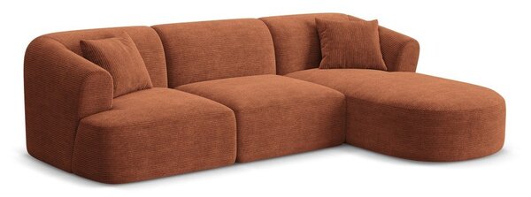 Теракотен ъглов диван от рипсено кадифе (десен ъгъл) Campi – Cosmopolitan Design