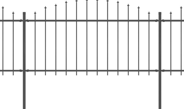 VidaXL Градинска ограда с пики, стомана, (1,25-1,5)x15,3 м, черна