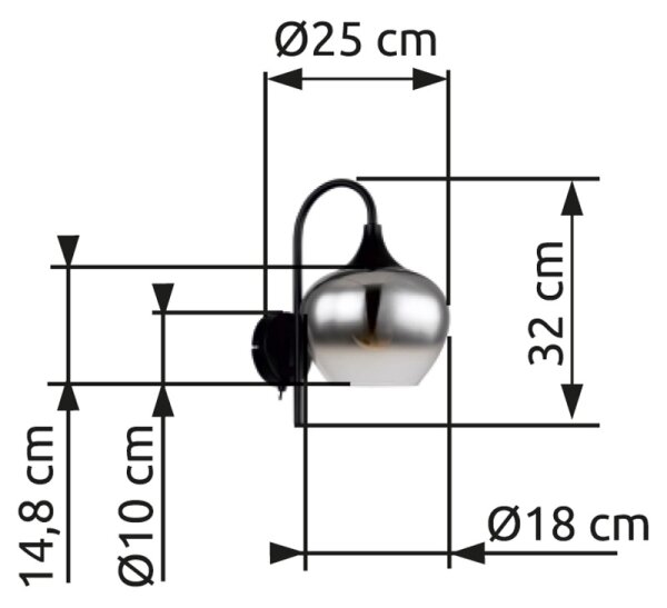 Globo 15548W - Аплик MAXY 1xE27/40W/230V черен