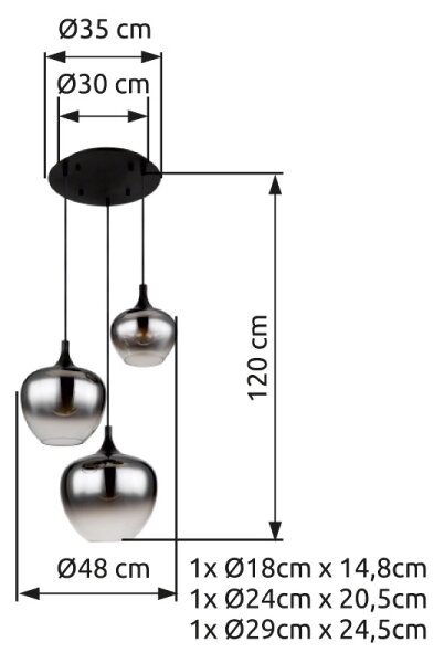 Globo 15548-3H - Пендел MAXY 3xE27/40W/230V черен
