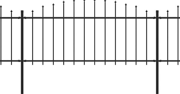 VidaXL Градинска ограда с пики, стомана, (0,5-0,75)x15,3 м, черна