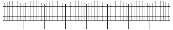 VidaXL Градинска ограда с пики, стомана, (1,5-1,75)x13,6 м, черна