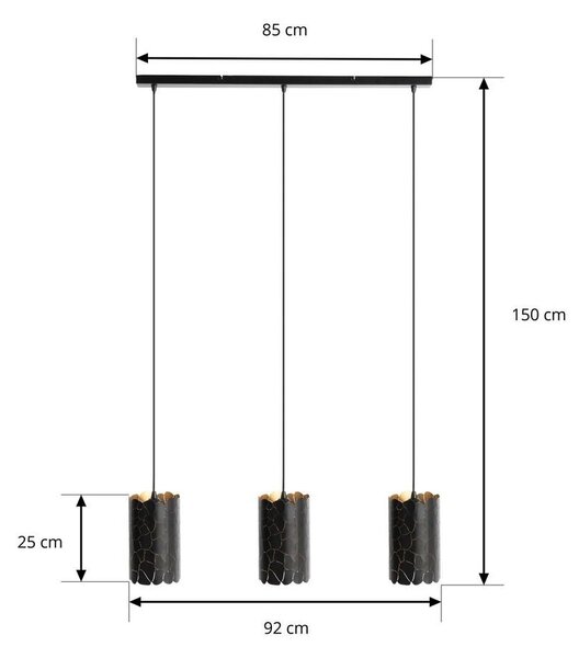 Lindby - Aralena 3 Висяща Лампа Черно/Злато Lindby
