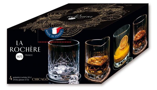 Стъклени чаши в комплект 4 бр. за уиски 340 ml Chicago – La Rochére