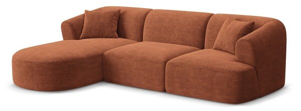 Теракотен ъглов диван от рипсено кадифе (ляв ъгъл) Campi – Cosmopolitan Design