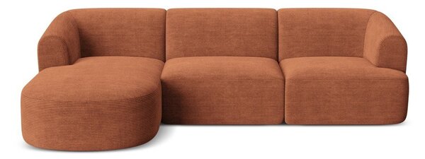 Теракотен ъглов диван от рипсено кадифе (ляв ъгъл) Campi – Cosmopolitan Design