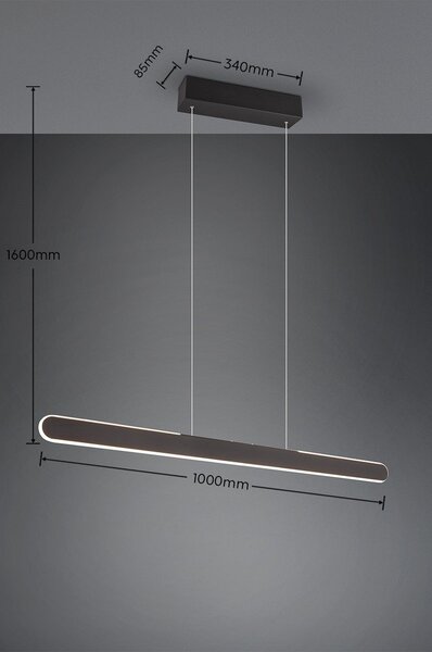 Черно висящо LED осветително тяло Helios - Trio