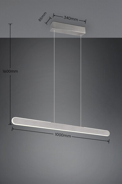 Светлосиво LED осветително тяло за окачване Helios - Trio