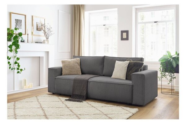 Тъмносив диван от велур 245 cm Nihad - Bobochic Paris