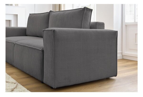 Тъмносив диван от велур 245 cm Nihad - Bobochic Paris