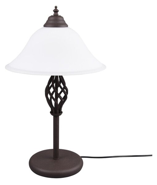Тъмнокафява настолна лампа със стъклен абажур (височина 50 cm) Rustica – Trio