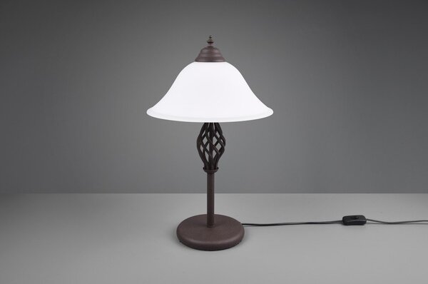 Тъмнокафява настолна лампа със стъклен абажур (височина 50 cm) Rustica – Trio