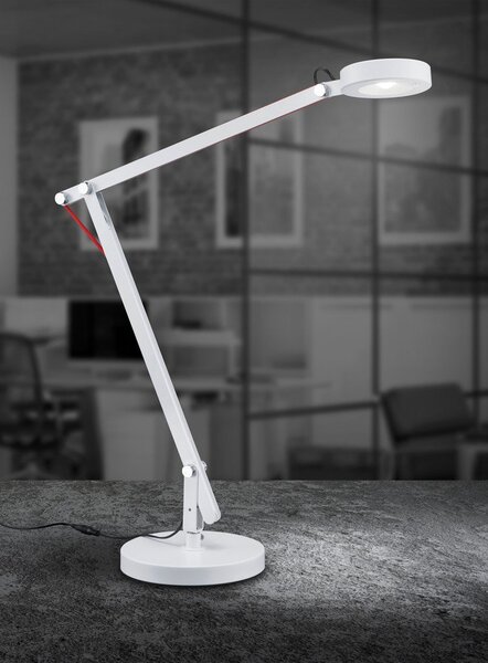 Бяла LED настолна лампа с огъваща се структура (височина 90 cm) Amsterdam – Trio