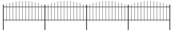 Sonata Градинска ограда с пики, стомана, (0,5-0,75)x6,8 м, черна