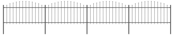 Sonata Градинска ограда с пики, стомана, (1,25-1,5)x6,8 м, черна