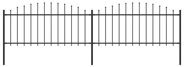 Sonata Градинска ограда с пики, стомана, (0,5-0,75)x3,4 м, черна