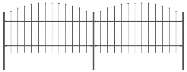 Sonata Градинска ограда с пики, (1-1,25)x3,4 м, стомана, черна