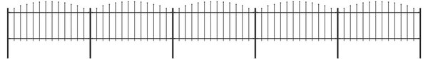 Sonata Градинска ограда с пики, стомана, (0,5-0,75)x8,5 м, черна