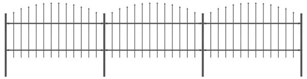 Sonata Градинска ограда с пики, стомана, (1-1,25)x5,1 м, черна