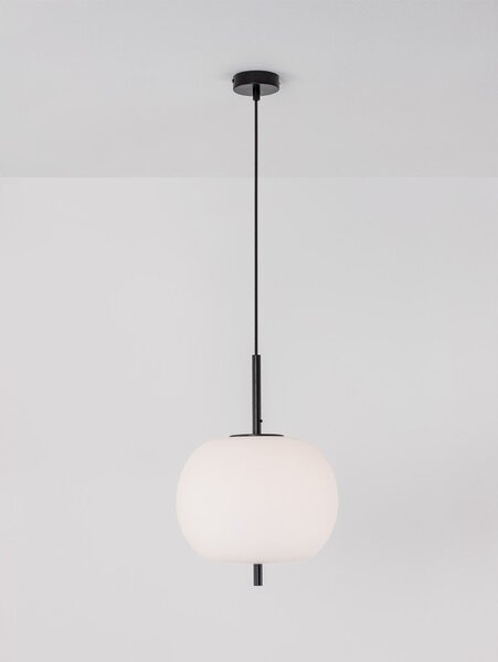 Бяло/черно стъклено висящо осветително тяло ø 30 cm Lato – Nova Luce