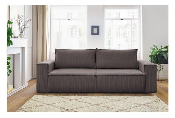Кафяво-сив сгъваем диван от рипсено кадифе 245 cm Nihad – Bobochic Paris