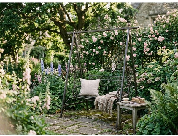 Черна метална градинска люлка Kari - Garden Pleasure
