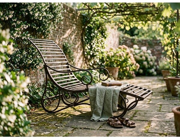 Тъмнокафяв градински шезлонг метален Kuwa – Garden Pleasure