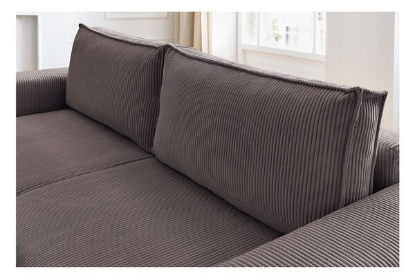 Кафяво-сив сгъваем диван от рипсено кадифе 245 cm Nihad – Bobochic Paris
