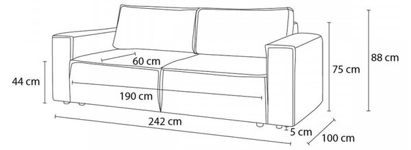 Кафяво-сив сгъваем диван от рипсено кадифе 245 cm Nihad – Bobochic Paris