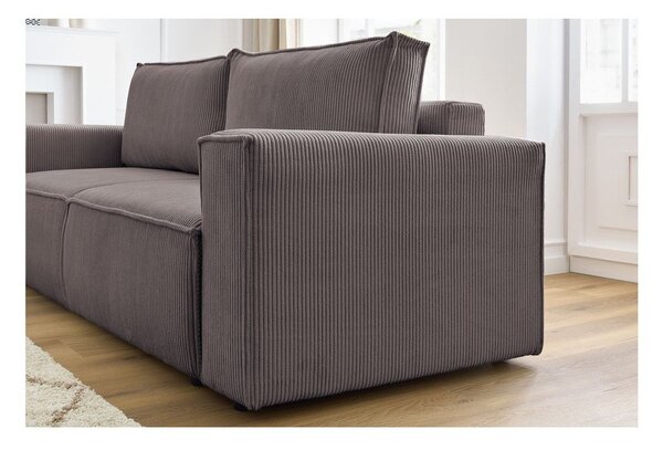 Кафяво-сив сгъваем диван от рипсено кадифе 245 cm Nihad – Bobochic Paris