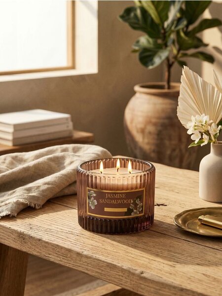 Sinsay - Ароматна свещ Jasmine Sandalwood - кaфяв