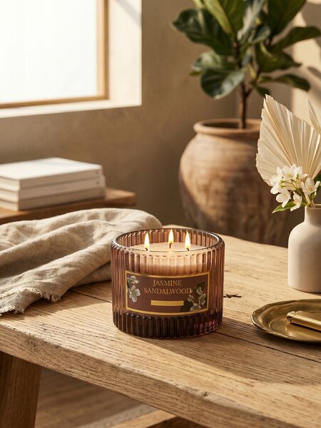 Sinsay - Ароматна свещ Jasmine Sandalwood - кaфяв
