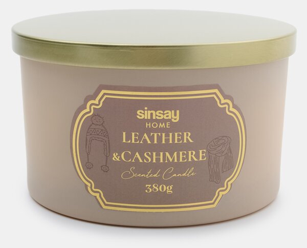 Sinsay - Ароматна свещ Leather & Cashmire - бежово