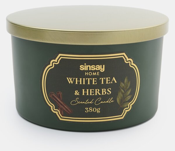 Sinsay - Ароматна свещ White Tea & Herbs - зeлeн