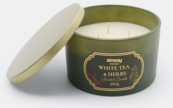Sinsay - Ароматна свещ White Tea & Herbs - зeлeн