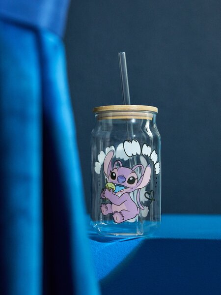 Sinsay - Стъклена чаша с капак и сламка Lilo & Stitch - многоцветен