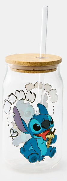 Sinsay - Стъклена чаша с капак и сламка Stitch - многоцветен
