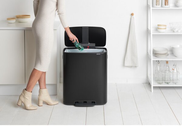 Кош за боклук Brabantia Bo Pedal 1003185, 60 л, Леко затваряне, Противоплъзгаща основа, Черен