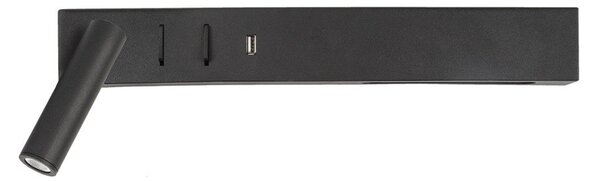 Матово черно метална LED стенна лампа с огъваща се структура/с USB порт Vida – Nova Luce