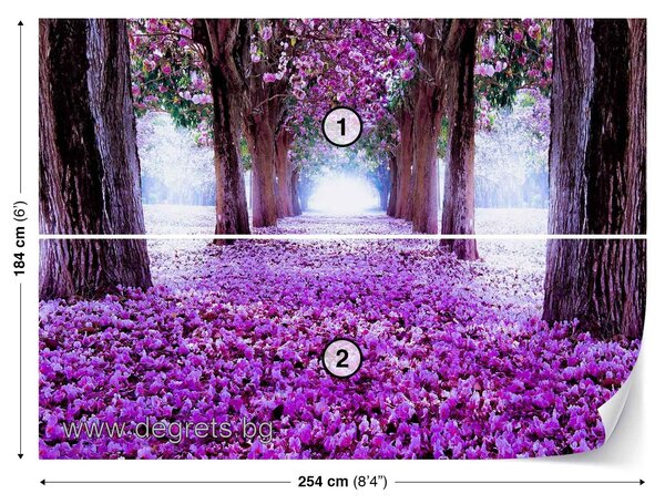 Фототапет Лилава пътека от цветя 3D L 1