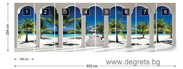 Фототапет флис Екзотичн плаж 3D панорама