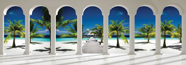 Фототапет флис Екзотичн плаж 3D панорама