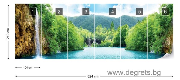 Фототапет флис Водопад при езерото 3XL
