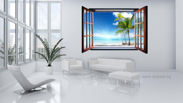 Фототапет флис Хаваи 3D прозорец