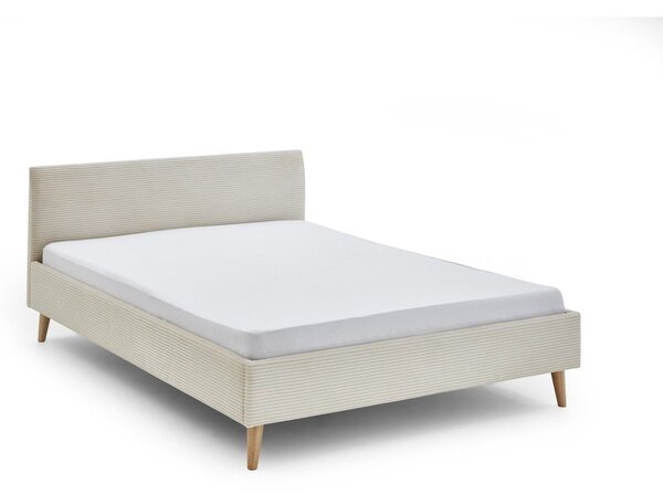 Бежово двойно легло 140x200 cm тапицирано без ламелно дъно Wicki – Meise Möbel