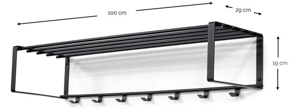 Метална стенна закачалка в цвят сьомга с рафт 100 cm Rex – Spinder Design