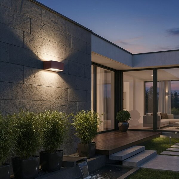 IDEAL LUX Ideal Lux външна лампа Andromeda кафе, ширина 22 cm, алуминий, Затъмняване, Кафяв / ръждив, Баня, Алуминий, Модерен, Стенна розетка отдолу