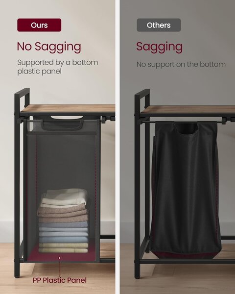 Кош за пране Vasagle Black 2 x 46L, 73 x 33 x 72 cm